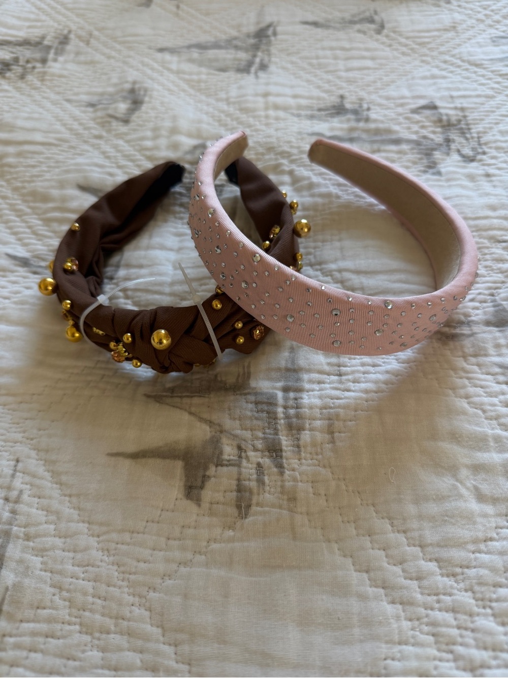 Pink and Brown Beaded Women's Headbands